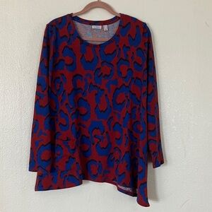 LOGO Lori Goldstein Bold Print Knit Top, L